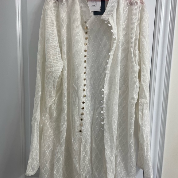 Puneet Kapoor label - Cream weave cotton kurta - Picture 5 of 8